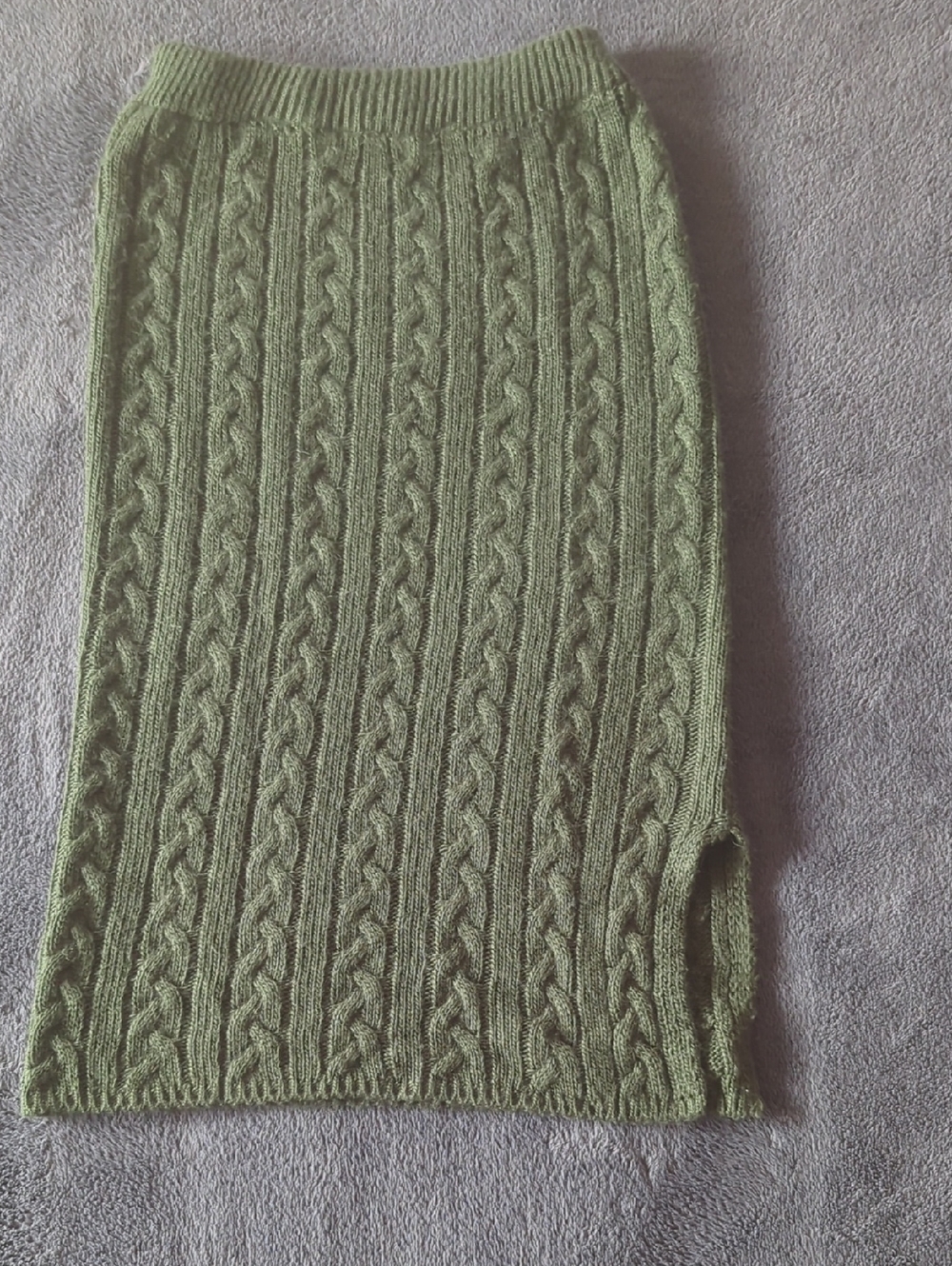 Green Cable Knit Midi Skirt